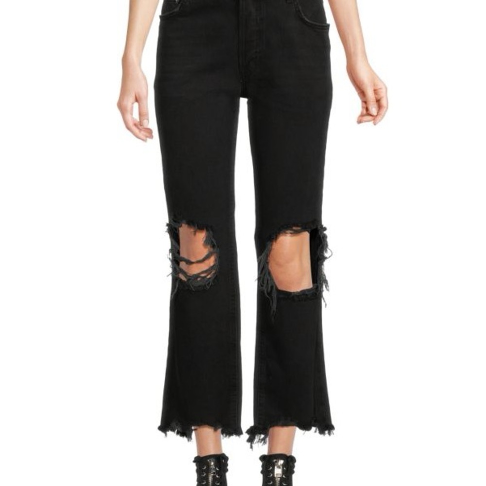 NWOT Free People Maggie Mid Rise Wide Leg Distressed Jeans